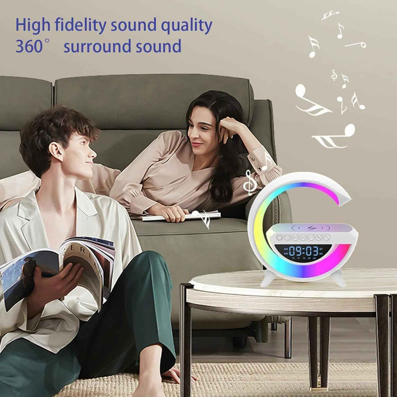 Altavoz Bluetooth G - Cargador inalámbrico + Lámpara LED + Reloj despertador