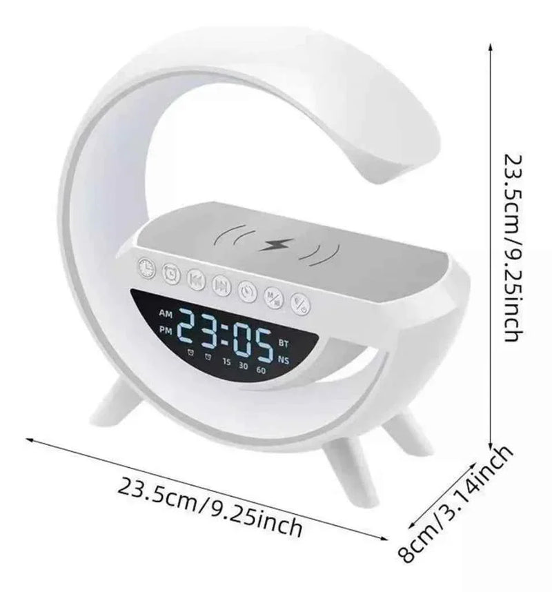 Altavoz Bluetooth G - Cargador inalámbrico + Lámpara LED + Reloj despertador