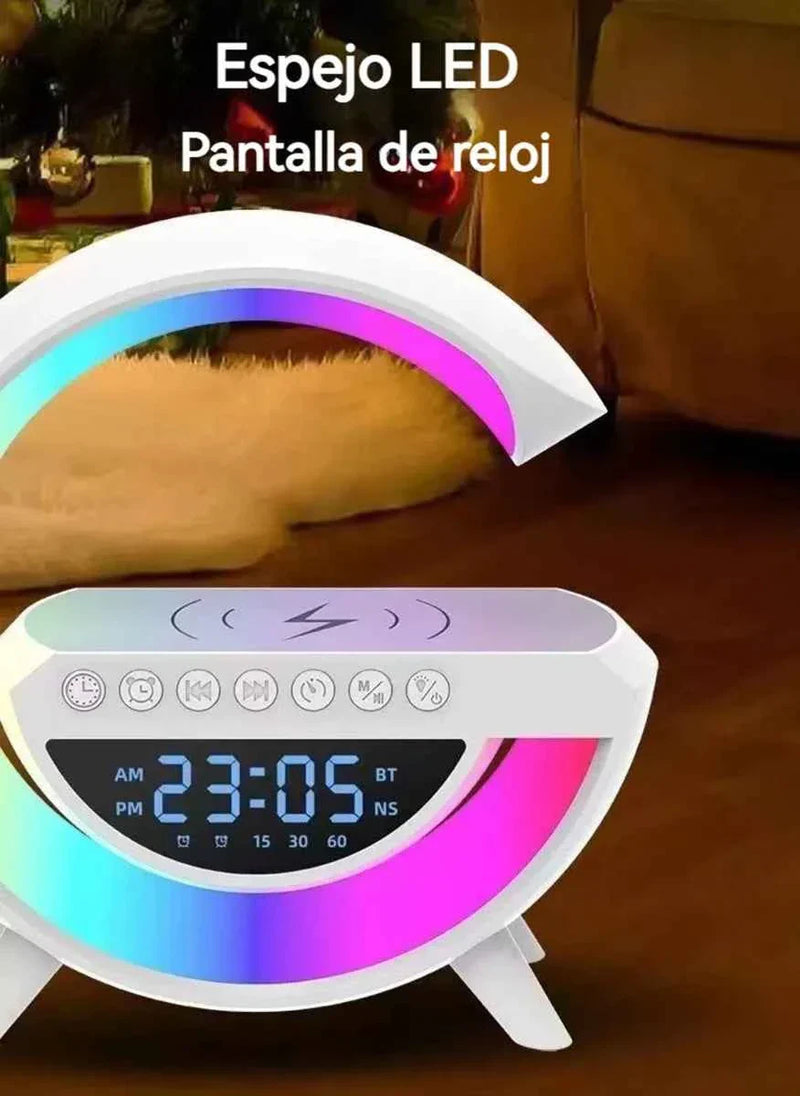 Altavoz Bluetooth G - Cargador inalámbrico + Lámpara LED + Reloj despertador
