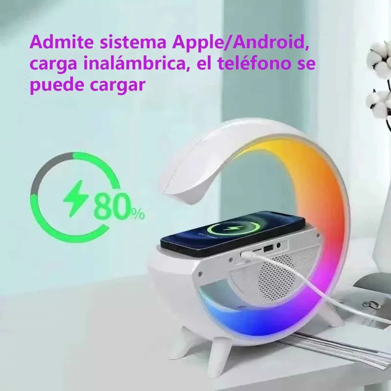 Altavoz Bluetooth G - Cargador inalámbrico + Lámpara LED + Reloj despertador