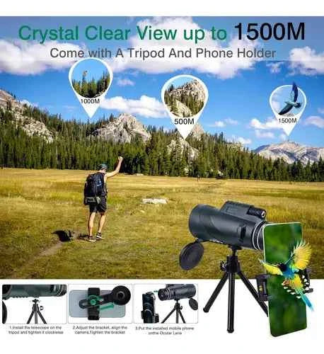 Telescopio Monocular con Soporte para Movil